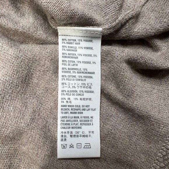 Hollister Short Sleeve Hooded Cardigan Womens Large Cotton Rabbit Hair Blend Tan - Picture 5 of 6